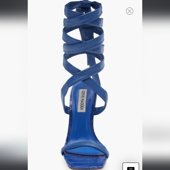 NWT STEVE MADDEN Blue Leather Lace Up Alligator Sandal, sz 5.5 - Picture 6 of 8